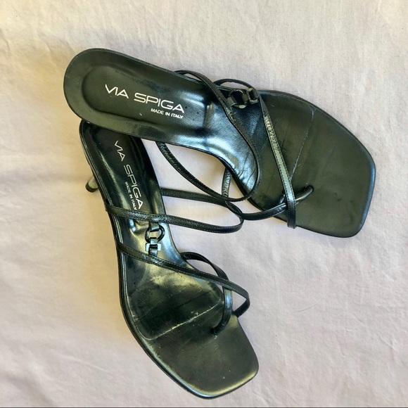 VIA SPIGA STRAPPY BLACK SANDALS - Picture 1 of 4